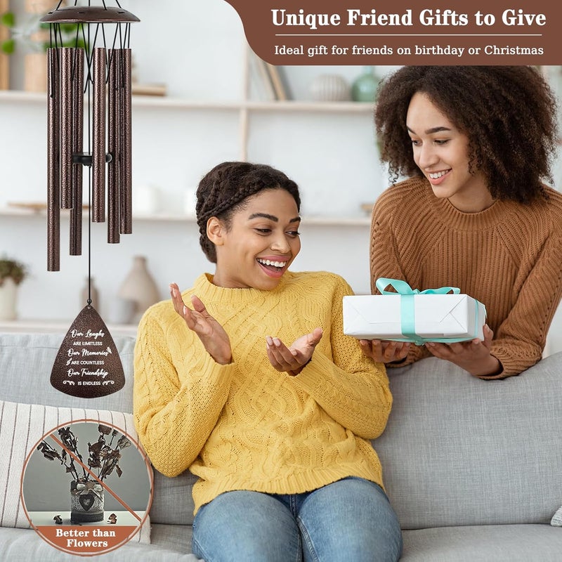 Soopau Gifts for Best Friend Women Men, 32" Bronze Wind Chimes Friendship Gifts, Bestie Gift for Women, Christmas Birthday Gift Idea for Bestfriend BFF - Image 2